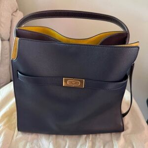 Elegant Navy Blue Leather Handbag
